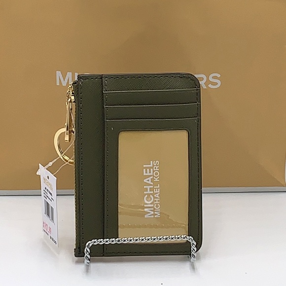 MICHAEL KORS SMALL TOP ZIP COINPOUCH WITH ID CARD OLIVE COLOR - Picture 5 of 10